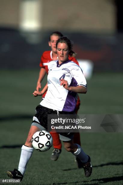 Sarah O'Keefe of Amherst College dribbles the ball during the Divison 3 Women's Soccer Championships held at Roy Rike Field on the campus of Ohio...