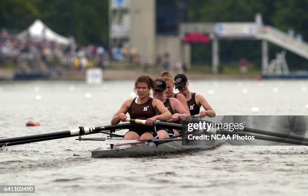 Coxswain Alex Agloro along with Megan Wachs, Meaghan Kelly, Diane Schneider and Lee Reynolds of Brown University race to a first place finish in the...