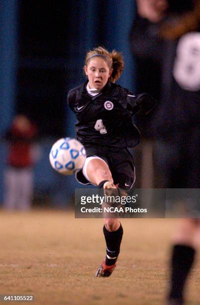Freshman Kristen Lake of Franklin Pierce College passes the ball to a teammate during the 2003 Division 2 Women's Soccer Championship held at the...