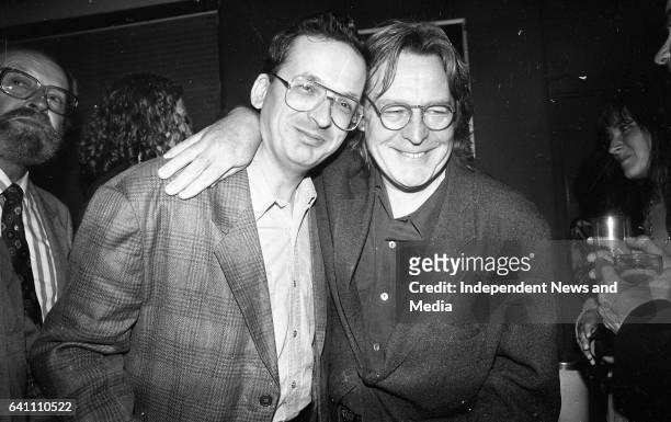Roddy Doyle, Author of The Commitments, pictured with the Director Allen Parker at the Premier of The Commitments at the Savoy Cinema, Dublin, circa...