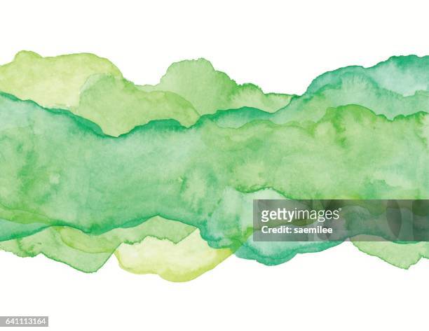 green watercolor abstract - watercolor painting stock illustrations