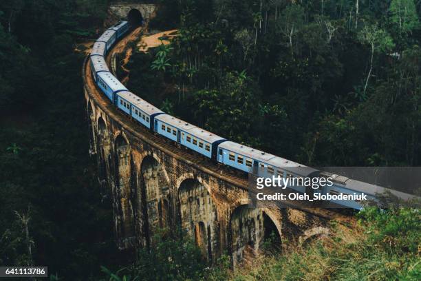 9 ponte ad arco in sri lanka  - train tracks and nature foto e immagini stock