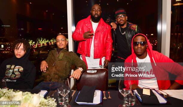 Domani Harris, T.I., Trae Tha Truth, Rocko and Young Dro attend a Grand Hustle Dinner for Trae Tha Truth at the Oceanaire on February 4, 2017 in...