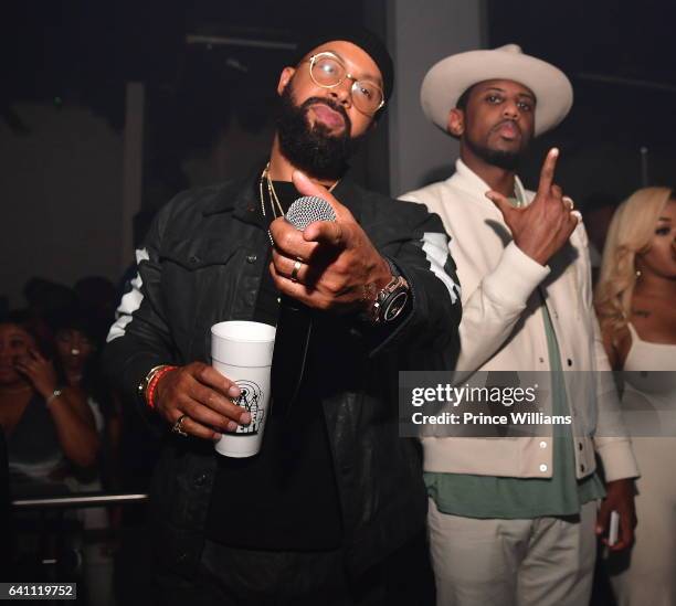 Kenny Burns and Fabolous attend a Super bowl Party at The Engine Room Nightclub on February 4, 2017 in Houston, Texas.