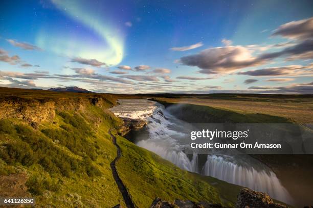 gullfoss waterfall iceland - gunnar örn árnason stock pictures, royalty-free photos & images