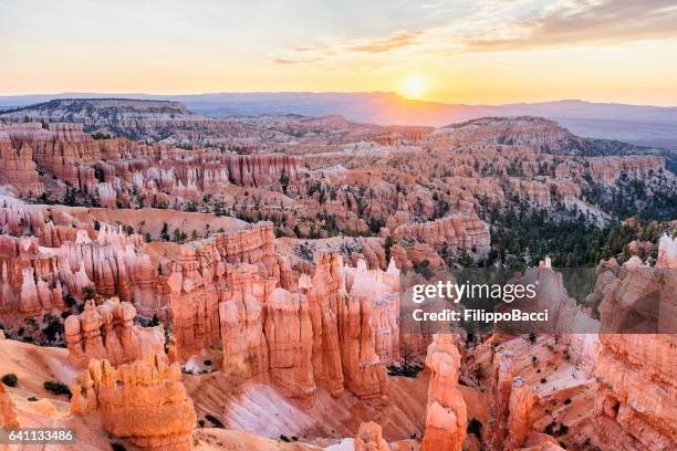 bryce canyon amphitheater au lever du soleil - bryce canyon photos et images de collection