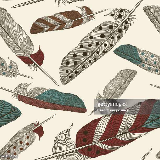 painted feather pattern - feather floating stock illustrations