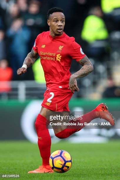 Nathaniel Clyne of Liverpool during the Premier League match between Hull City and Liverpool at KCOM Stadium on February 4, 2017 in Hull, England.