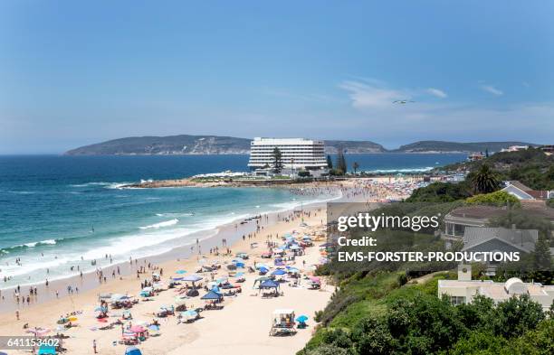 beacon island beach and beacon island resort - plettenberg bay - medium wide shot - beacon hotel stock pictures, royalty-free photos & images