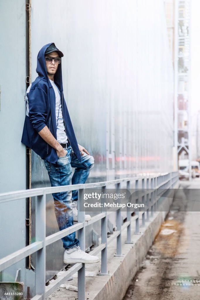 Cool young man, in urban street