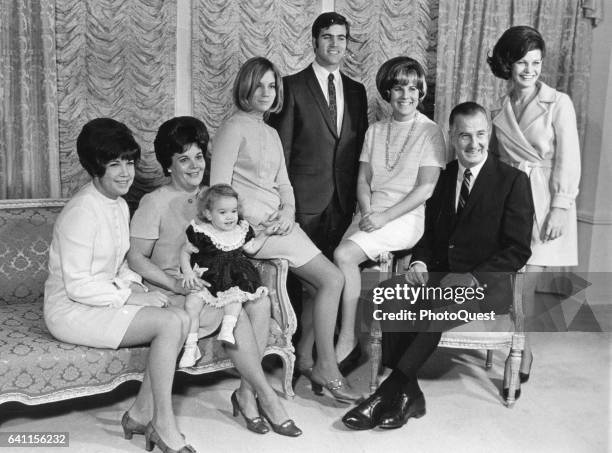 Portrait of American politician and US Vice President Spiro Agnew as he poses with members of his family, Washington DC, 1969. Pictured are, from...