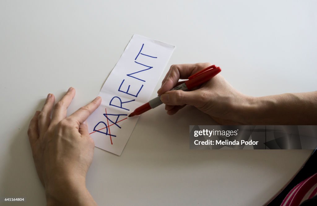 The word PARENT, with the letters PA crossed out to make rent