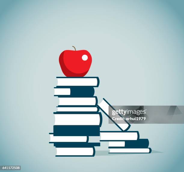 Book Stack With Ruler Apple 691 Stack Of Books And Apple Stock Photos, High-Res Pictures, and ...