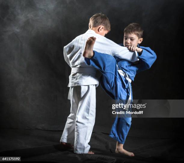 jungen judo-kämpfer - judo stock-fotos und bilder