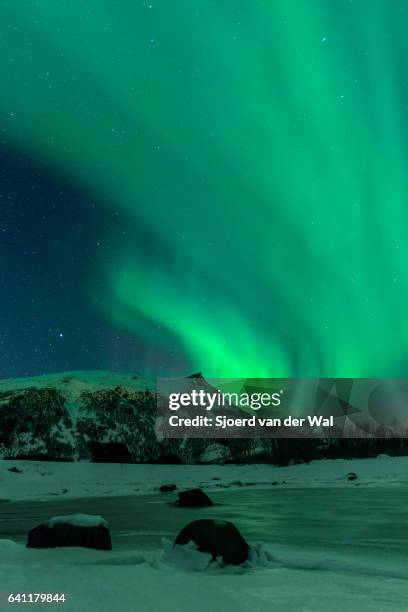 northern lights, polar light or aurora borealis in the night sky - sjoerd van der wal or sjonature fotografías e imágenes de stock