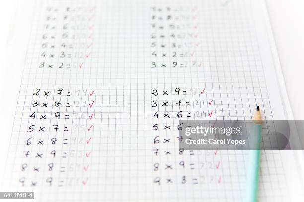 maths exams - moltiplicazione foto e immagini stock