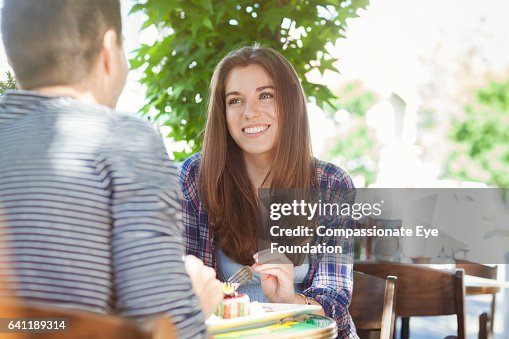 Couple talking in restaurant Couple talking in restaurant