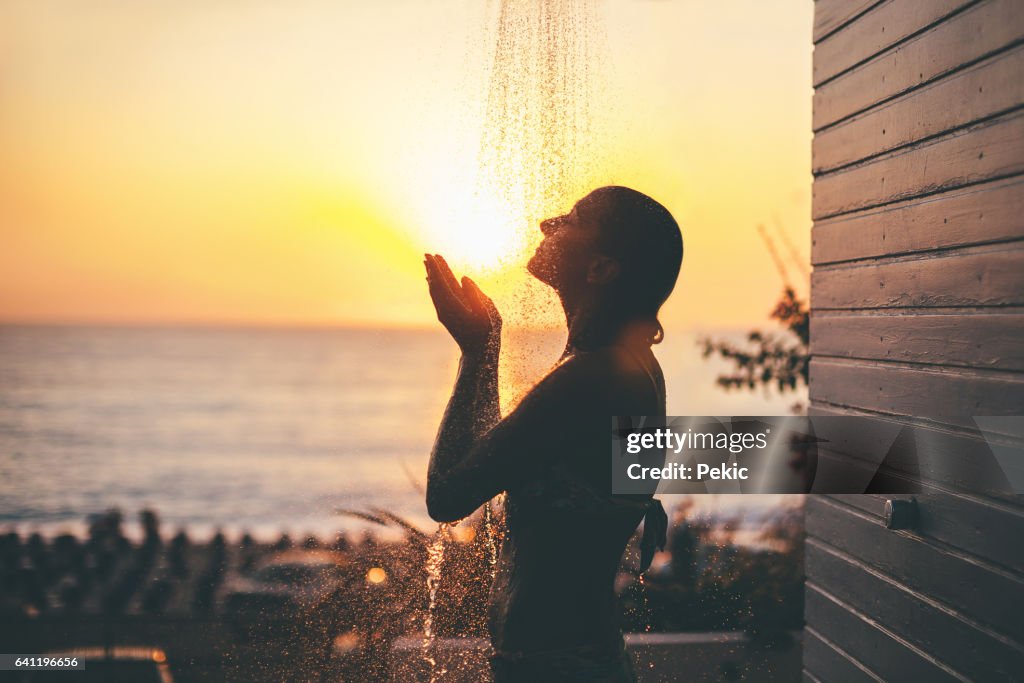 Shower at sunset