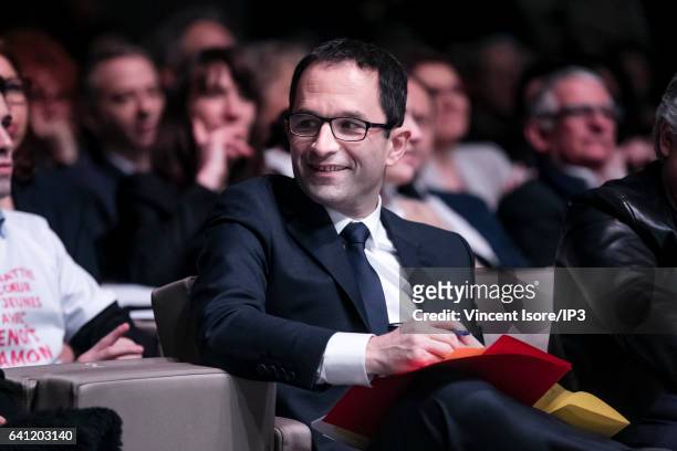Candidate of the Socialist Party for the 2017 French Presidential Election Benoit Hamon attends his National Investiture Convention at the Maison de...
