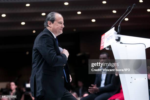 First secretary of the French Socialist Party, Jean Christophe Cambadelis attends the National Investiture Convention of the candidate of the...