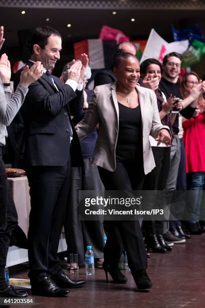 Former Minister of Justice Christiane Taubira attends the National Investiture Convention of the candidate of the Socialist Party for the 2017 French...
