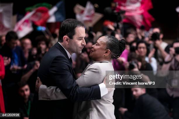 Former Minister of Justice Christiane Taubira attends the National Investiture Convention of the candidate of the Socialist Party for the 2017 French...