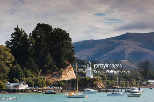 new zealand, south island, exterior - akaroa stock-fotos und bilder