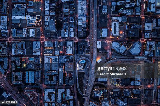 ariel view of san francisco, usa at night. - cityscape stock pictures, royalty-free photos & images
