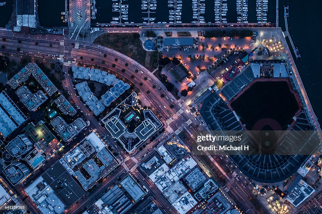 Ariel view of San Francisco, USA at night.