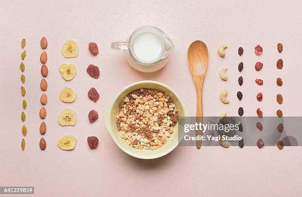 serial food and dry fruits knolling style. - dried food stock pictures, royalty-free photos & images