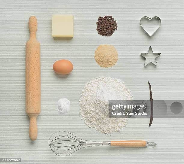 cookies of material knolling style - baking overhead stock pictures, royalty-free photos & images