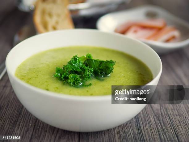 potato leek soup - soup stock pictures, royalty-free photos & images