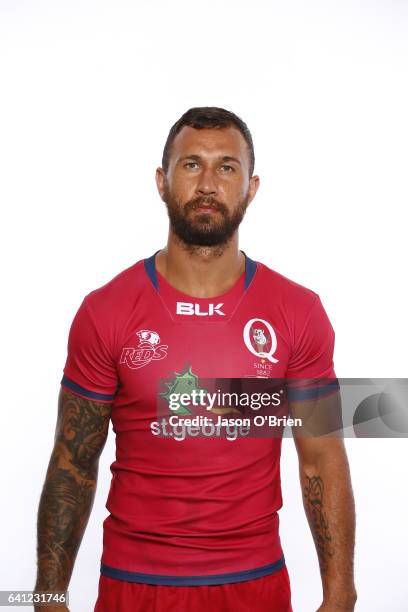 Quade Cooper poses during the Queensland Reds Super Rugby headshots session on January 18, 2017 in Brisbane, Australia.