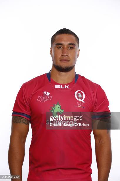 Leroy Houston poses during the Queensland Reds Super Rugby headshots session on January 18, 2017 in Brisbane, Australia.