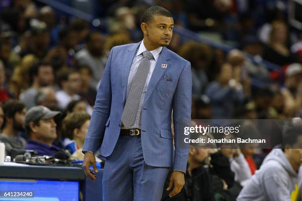 Earl Watson of the Phoenix Suns reacts during a game at the Smoothie King Center on February 6, 2017 in New Orleans, Louisiana. NOTE TO USER: User...