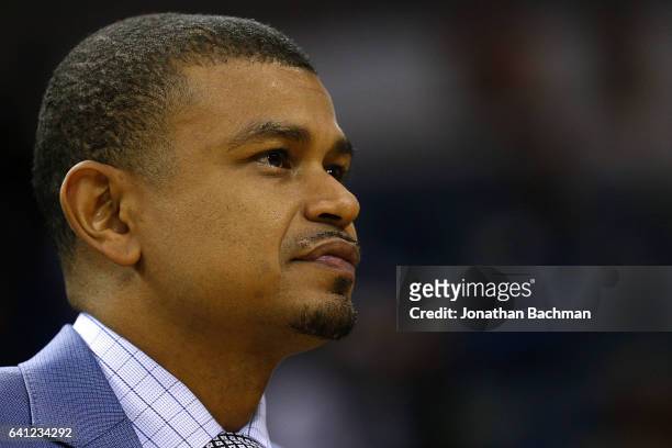 Earl Watson of the Phoenix Suns reacts during a game at the Smoothie King Center on February 6, 2017 in New Orleans, Louisiana. NOTE TO USER: User...