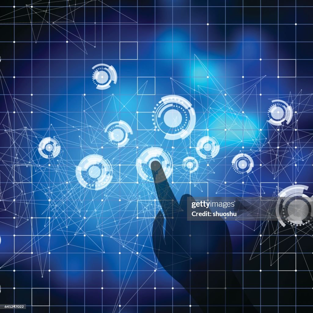 Abstract Blue Technology Touch Screen Background High-Res Vector ...