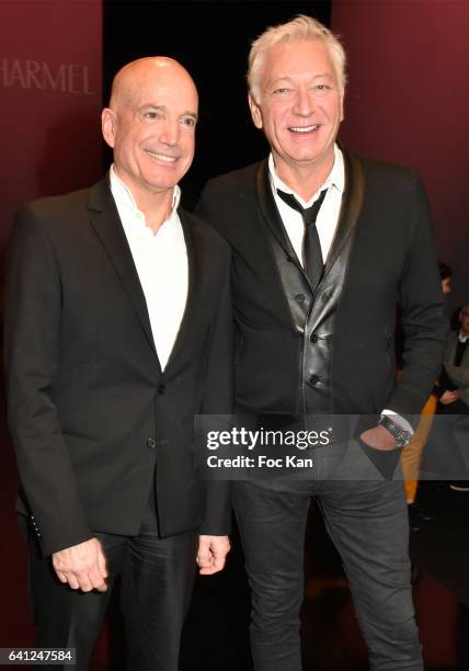 Presenters Louis Bodin and Laurent Boyer attend the Lise Charmel Lingerie Show as part of Paris Fashion Week on January 21, 2017 in Paris, France.