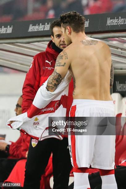 Daniel Gincek of Stuttgart looks on during the Second Bundesliga match between VfB Stuttgart and Fortuna Duesseldorf at Mercedes-Benz Arena on...