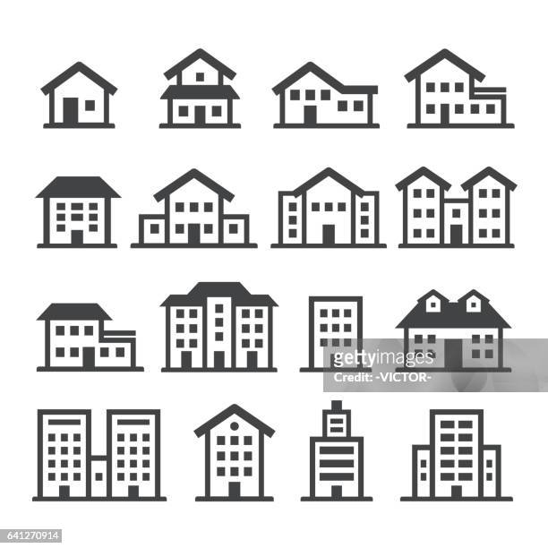 house icons - acme series - district icon stock illustrations