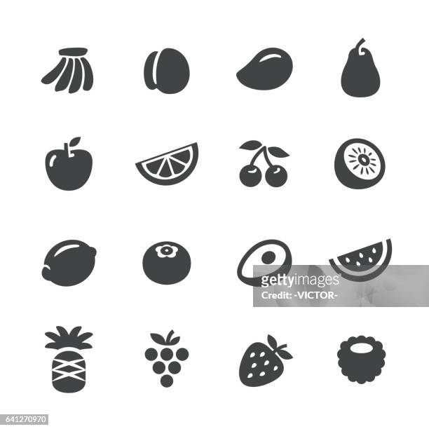 fruit icons - acme series - black cherries stock illustrations