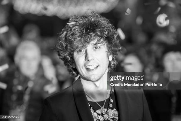 Albanian singer Ermal Meta attends the Red Carpet of 67° Sanremo Music Festival. Sanremo, February 6, 2017