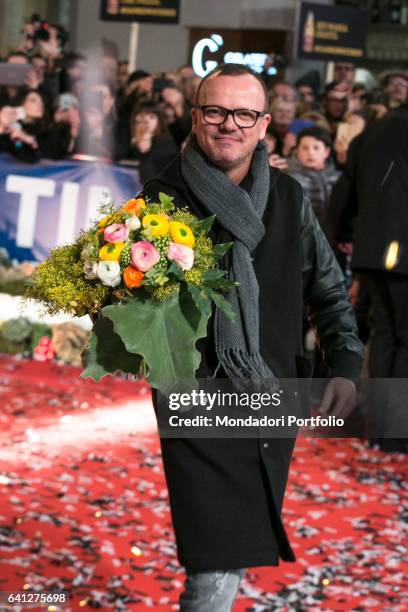 Italian singer Gigi D'Alessio attends the Red Carpet of 67° Sanremo Music Festival. Sanremo, February 6, 2017