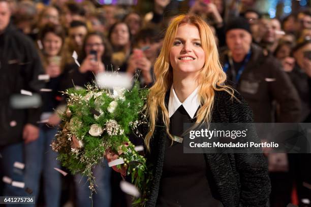 Italian singer Chiara Galiazzo attends the Red Carpet of 67° Sanremo Music Festival. Sanremo, February 6, 2017