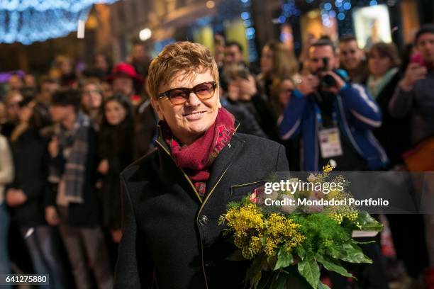 Italian singer Ron attends the Red Carpet of 67° Sanremo Music Festival. Sanremo, February 6, 2017