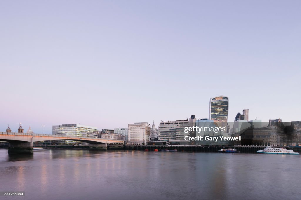 London skyline along River Thames