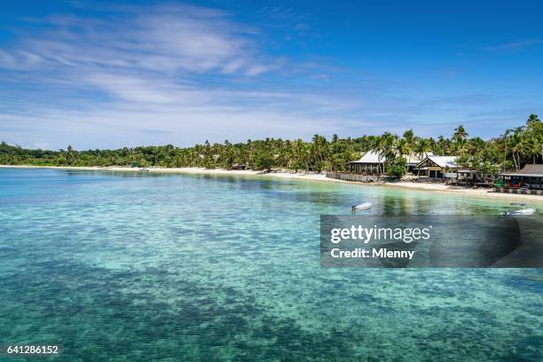 fiji islands mana island beach mamanuca islands - fiji hut stock pictures, royalty-free photos & images