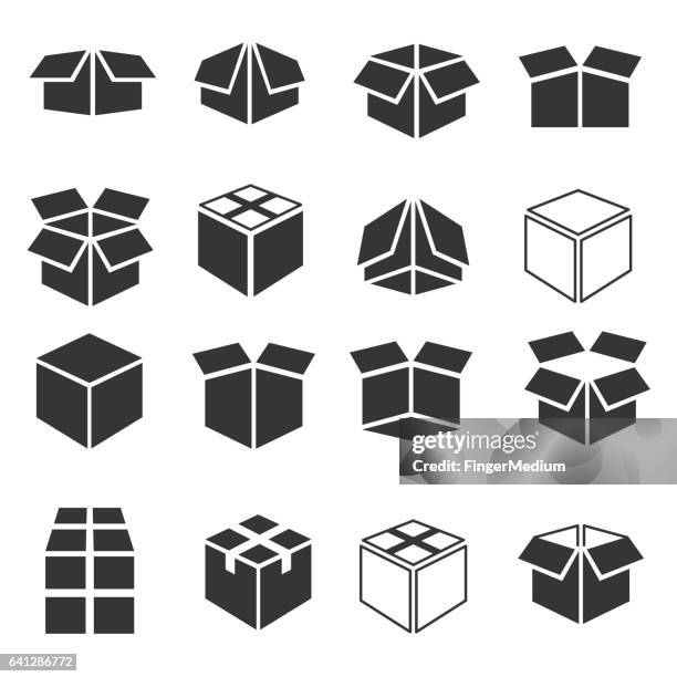 ilustrações de stock, clip art, desenhos animados e ícones de conjunto de ícones de caixa - caixa