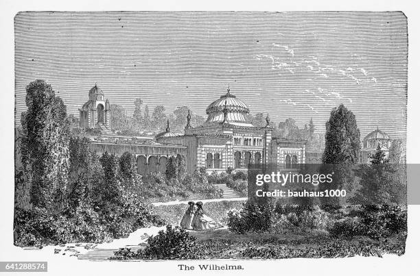 castle of rosenstein, wurtemberg, germany circa 1887 - goth stock illustrations
