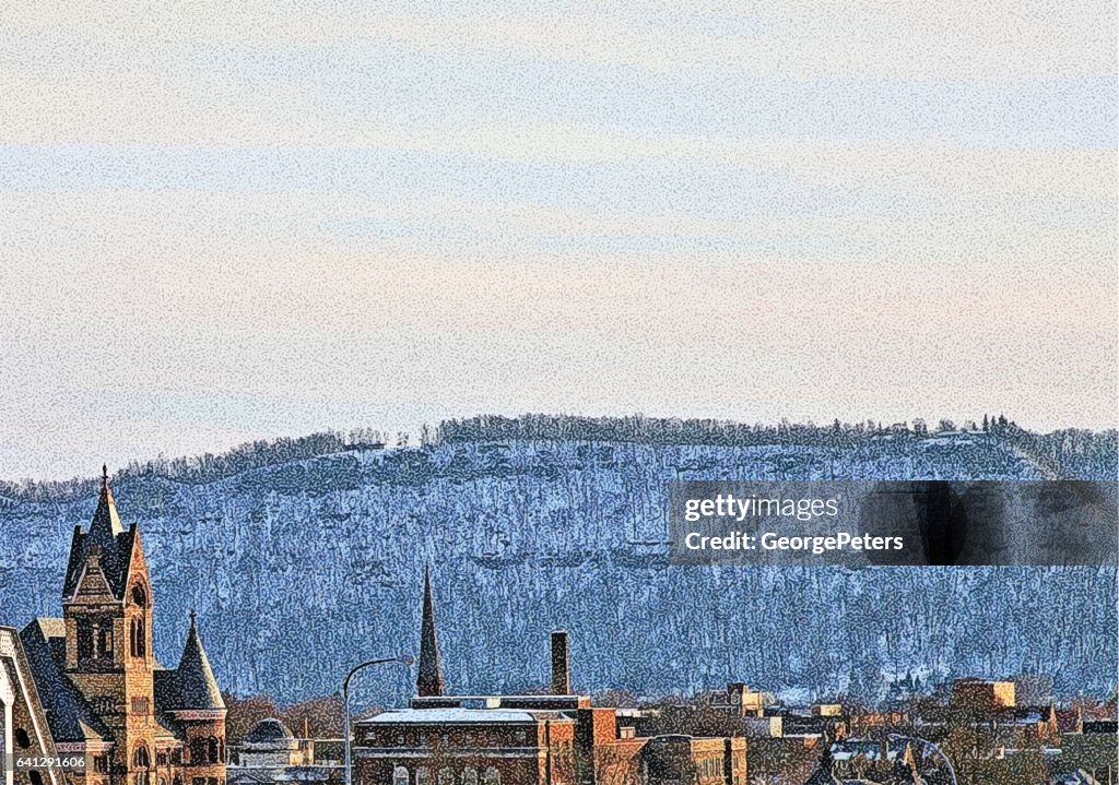 Winona, Minnesota Skyline at Winter
